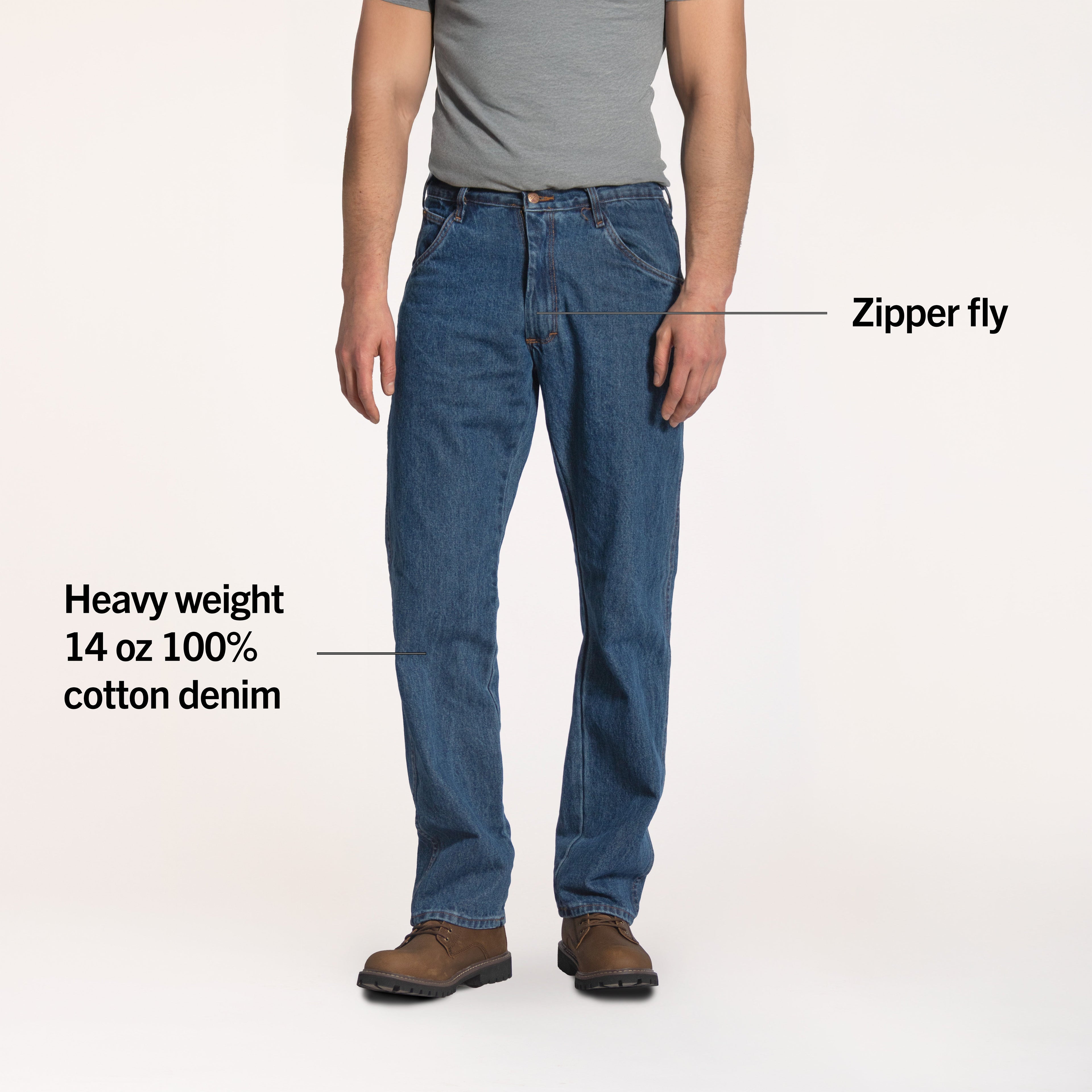 #103 Round House Made in USA 14 oz. Dark Stone Washed 5 Pocket Jean Relaxed Fit Everyday All Purpose ¨C Round House American Made Jeans Made in USA Overalls, Workwear