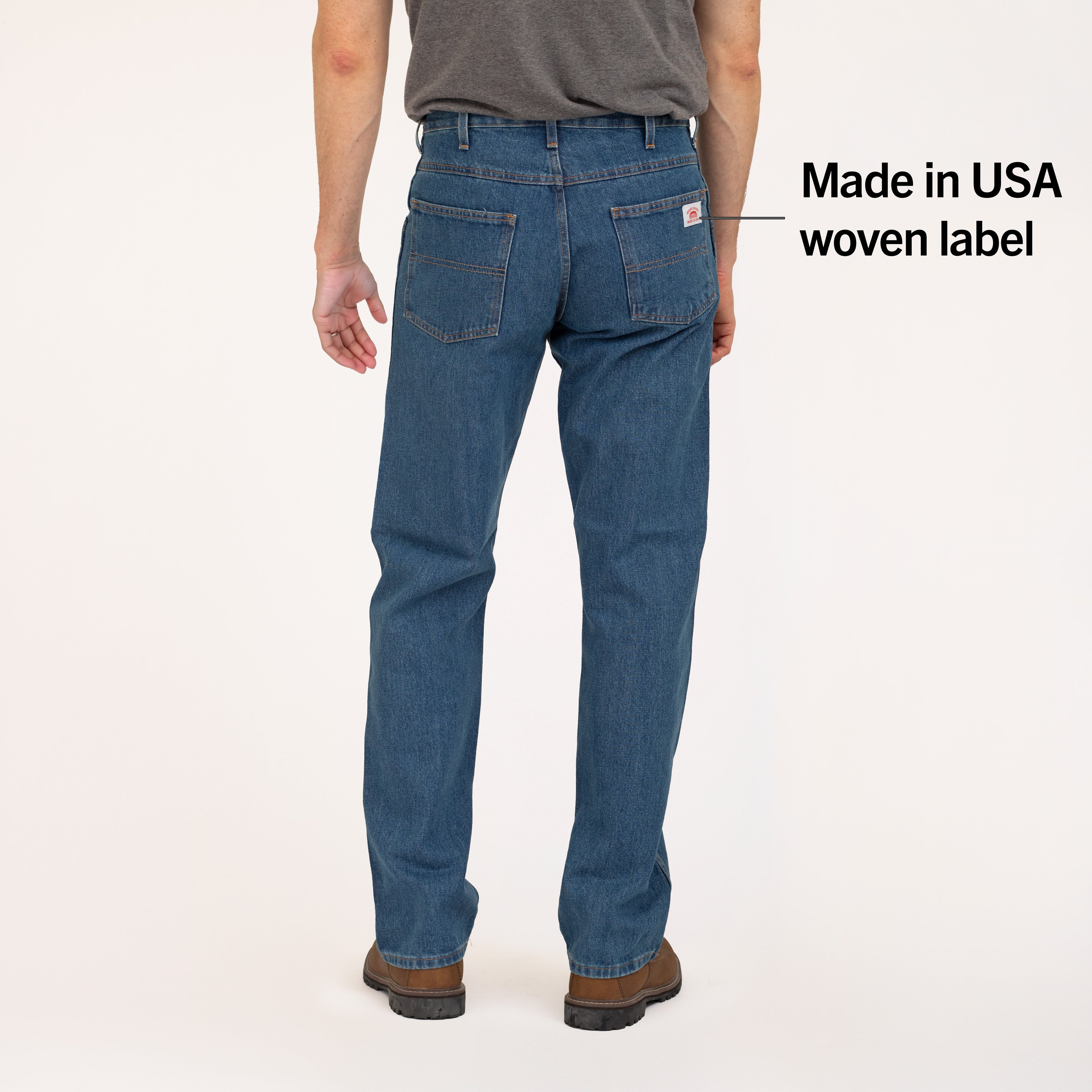 #103 Round House Made in USA 14 oz. Dark Stone Washed 5 Pocket Jean Relaxed Fit Everyday All Purpose ¨C Round House American Made Jeans Made in USA Overalls, Workwear