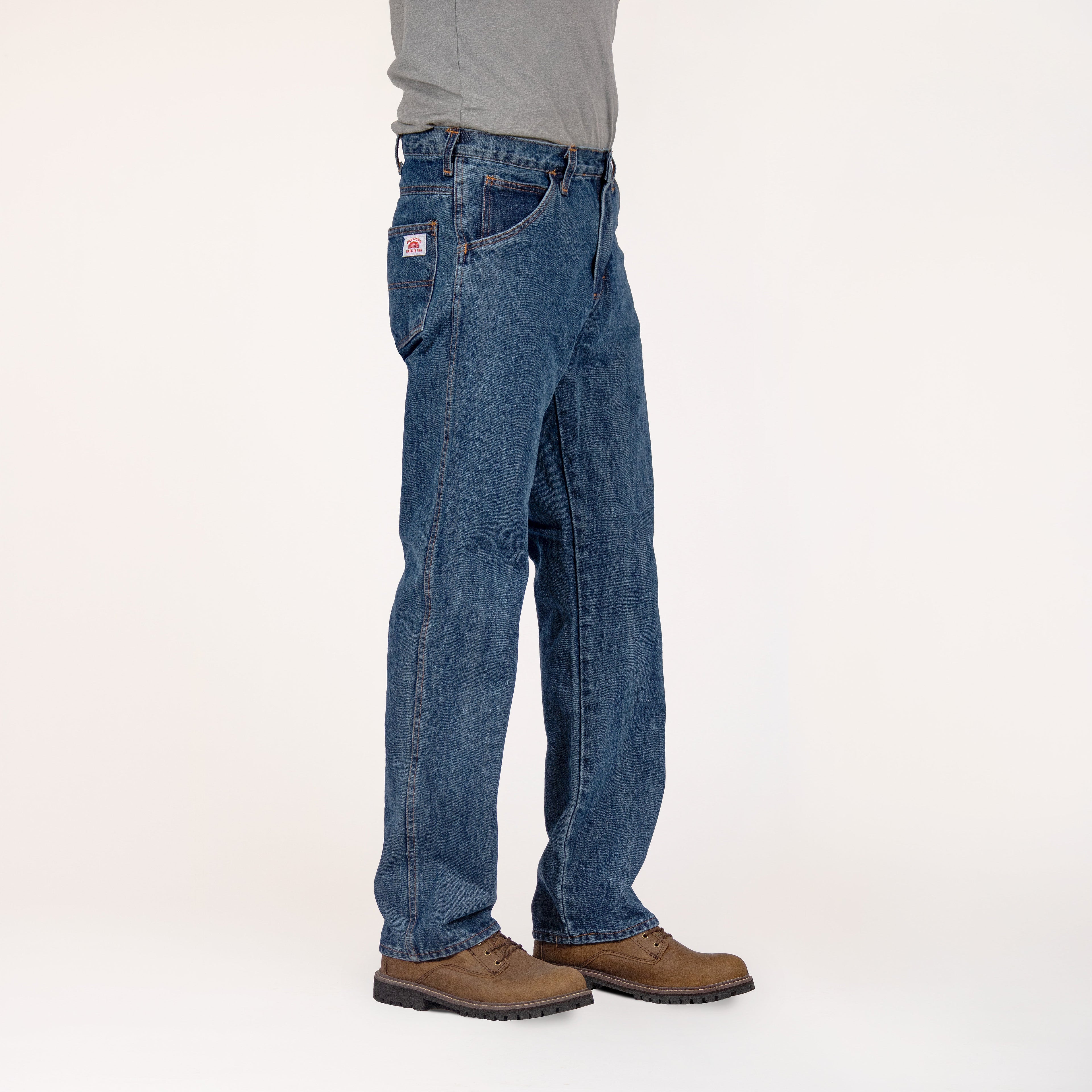#103 Round House Made in USA 14 oz. Dark Stone Washed 5 Pocket Jean Relaxed Fit Everyday All Purpose ¨C Round House American Made Jeans Made in USA Overalls, Workwear