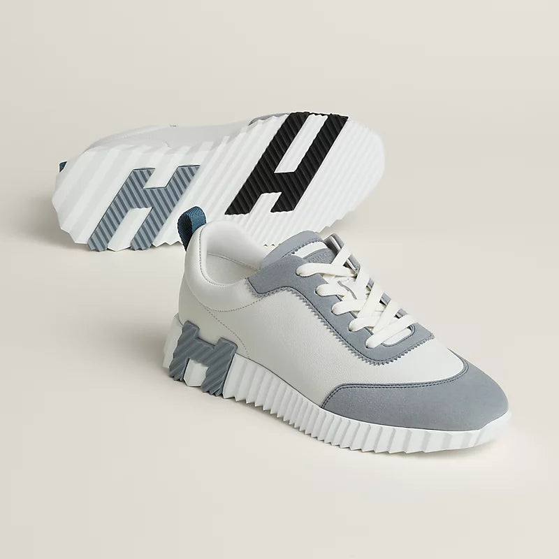 Hermès Bouncing Sneakers – Pebble Blue & White Sculpted Fashion Shoes - view 1