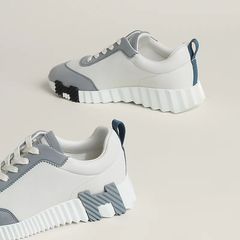 Hermès Bouncing Sneakers – Pebble Blue & White Sculpted Fashion Shoes - view 4