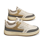 Men's Beige, Tan and Brown Retro Retro Trainer Sneakers - studio white background