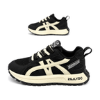 Men's Black and Beige Retro Running Sneakers - studio white background