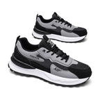 Men's Black and Gray Platform Athletic Sneakers - studio white background