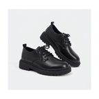 Men's Black, Cream and Navy Platform Dress Shoes - studio white background