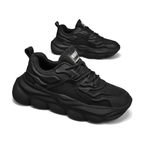 Men's Black, Gray and Navy Mesh Platform Casual Sneakers - studio white background