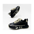Men's Black, Gray and Navy Platform Casual Sneakers - studio white background