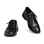 Men's Black, Navy and Silver Dress Shoes - studio white background