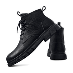 Men's Black, Olive and Brown Platform High-Top Boots - studio white background