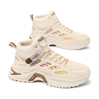 Men's Cream High-Top Athletic Sneakers - studio white background