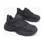 Men's Navy, Black and Green Mesh Platform Casual Sneakers - studio white background