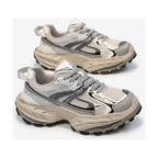 Men's Silver, Gray and Sage Green Mesh Platform Casual Sneakers - studio white background