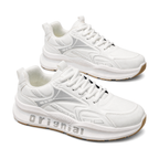 Men's Triple White Chunky Platform Sneakers - studio white background