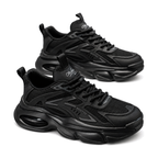 Men's White, Black and Navy Mesh Casual Sneakers - studio white background