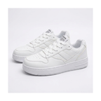 Men's White, Cream and Navy Platform Retro Trainer Sneakers - studio white background